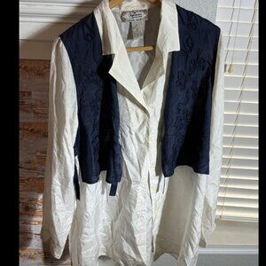 Vintage 100% Silk Blouse w/ Navy Embroidered Vest – Sophisticates by Jonathan